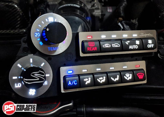 Load image into Gallery viewer, JDM S1 Supra Interior - Brushed Stainless Billet HVAC Mega 8pc Combo - Pro Spec Imports - Stainless Dials - &amp;quot;S&amp;quot; Logo - -
