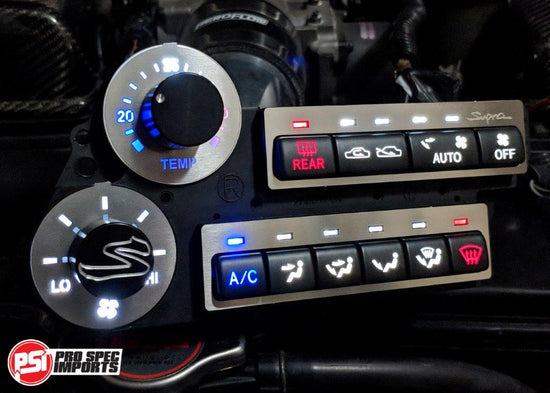 Custom Billet Anodised Black Dials for Heater & Fan Control - Pro Spec Imports - 'S' Engraved - -