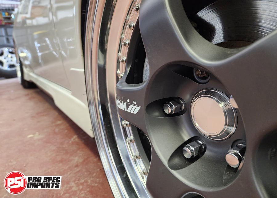 Load image into Gallery viewer, Billet CNC Centre caps to suit Work Meister S1 3P wheels - on Lexus IS300, IS200, ISF, RCF, GS300 etc 60.1mm Hubring - Pro Spec Imports - Black Anodised - 18&amp;quot; - S1 3P Meisters -
